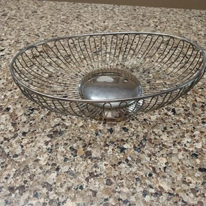 VTG Wire Bread Basket Silver Plated Fruit Bowl MCM 11.5” X 7" Godinger Silver - Picture 1 of 5