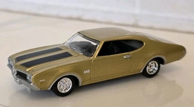 High Speed 1969 Oldsmobile Olds 442 1:64 Gold with Black Stripes HF-442 Diecast - Image 1 of 4