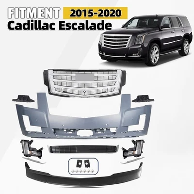 Front Bumper Cover Assembly Grill Kit For 2015-2020 Cadillac Escalade w/Foglight - Imagem 1 de 4