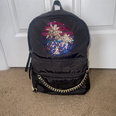 Mochila de mano Victoria’s Secret rara con lentejuelas brillantes palmera Foto 1 de 4