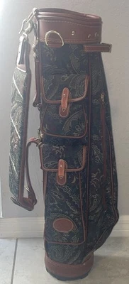 Сумка для гольфа Daiwa Coach Collection гобелен цветочный узор кожа с дождевым чехлом бывшая в употреблении - Изображение 1 из 4