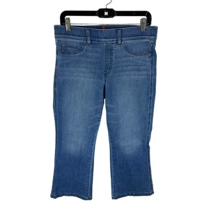 Spanx Kick Flare Crop Jeans Size Large Pull On Classic Wash - Picture 1 of 12