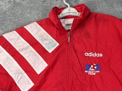 Vintage USA World Cup Team Jacket Mens Medium Red Soccer Windbreaker Adidas 90s - Image 1 of 4