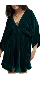 Free People Damen grün Portia Samt Babydoll Minikleid Größe Small - Bild 1 von 12