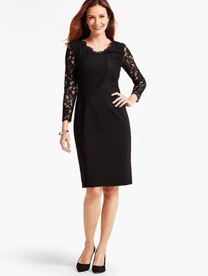 $179 NWT TALBOTS BLACK LACE+PONTE COCKTAIL DRESS SHEATH SHIFT 22W 3X   (G766) - Image 1 of 2