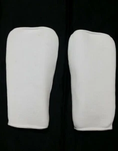 White Cloth Shin Guards Protective Pads for Martial Arts Sparring | X-Large - Picture 1 of 7