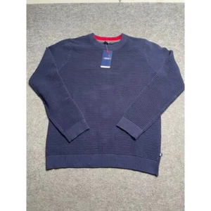 IZOD Navy Blue Ribbed Cotton Sweater Red Trim Classic School Youth L/G 14/16 - Picture 1 of 9