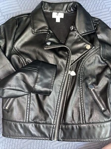 Disney D-Signed Girl's Black Moto Jacket Faux-Leather Size XS (6) - Picture 1 of 8