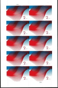 4953 $1 & 4954 $2 Patriotic Wave - Two sheets of ten stamps - Picture 1 of 2