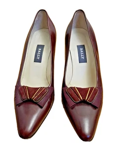 BALLY Womens Shoes Burgundy Leather Size 39 Italy Excellent Condition - Picture 1 of 9