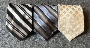 Joseph Feiss Tie Bundle Lot Geometric Stripe Gold Blue Black - Picture 1 of 6