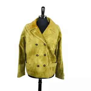 Colebrook & Co Suede Leather Jacket Double Breasted Size Large Green - Picture 1 of 3