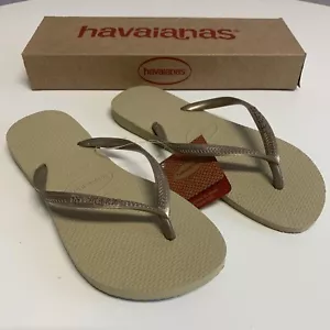 Genuine HAVAIANAS Slim Sand Grey Flip Flops. BR Size 35-36 (UK 4) RRP £25 - Picture 1 of 9