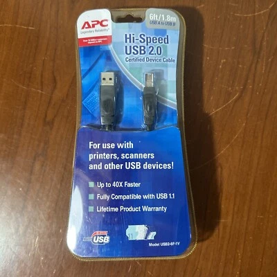 APC HI-Speed USB 2.0 Certified Device Cable 6 ft/1.8m USB A To USB B - NEW! - Image 1 of 4
