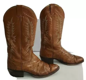 Brown 13'' Leather Western Cowboy Style Boots By Nocoma USA Made Men's Size 9 D - Picture 1 of 9