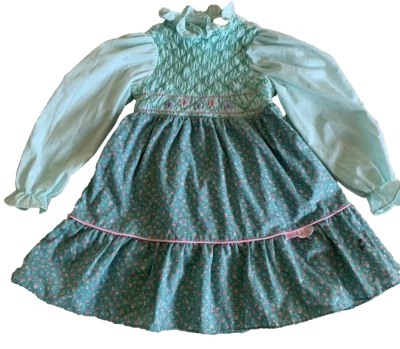 Vestido para niños con parche de col de colección raro de los 80 con volantes ajustados para niños pequeños (no talla muñeca) Foto 1 de 4