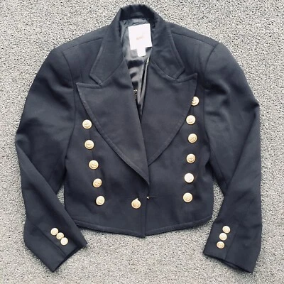 Blazer MONDI Vintage Anos 80 Feito na Alemanha Lã Azul Marinho Estilo Militar Jaqueta Crop 40 - Imagem 1 de 4