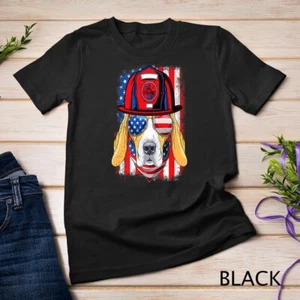Divertida Camiseta Patriótica Beagle Perro Bombero Bandera de Estados Unidos 4 de Julio Unisex - Imagen 1 de 15