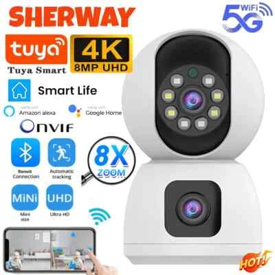 8MP Dual Lens Security Camera Tuya 5G WIFI Auto Tracking Indoor Baby Pet Monitor - Image 1 of 4