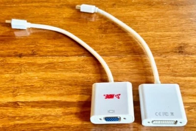Set of 2 Mini DisplayPort Adapters for Apple Mac, to DVI and to VGA - Image 1 of 4