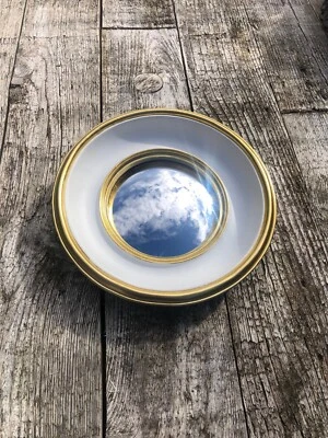 Miroir  blanc et doré rond diamètre 19 cm - Photo 1/4