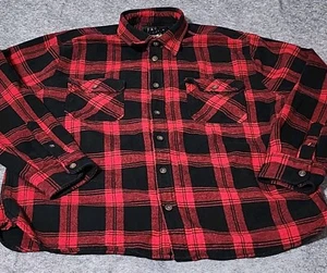 Jachs New York Men's Flannel Shirt 2XL L/S Red Black Buffalo Check XXL EUC - Foto 1 di 14