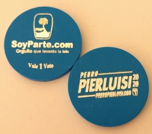 Ficha 2020 pvc Gobe Pedro Pierluisi partido PNP PUERTO RICO ficha de níquel madera - Imagen 1 de 3