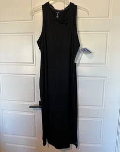 Just Be Womens Rib Tank Knit Dress M 2x Black Sleeveless Cotton Stretch TX327 - Picture 1 of 9