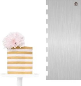 Cake Decorating Comb Stainless Steel Scraper Tool 9 in High x 3 2/4 in Wide - Picture 1 of 9