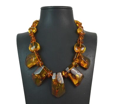 Collana scalare in Ambra Baltica con chiusura in Argento 925. Made in Italy - Immagine 1 di 3