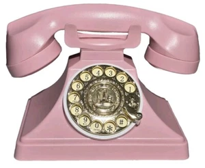 Retro rosa Telefon mit ABS und Metallgehäuse, funktionierendes Drehzifferblatt und klassisch - Bild 1 von 8