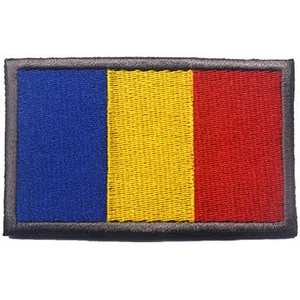 BANDERA DE RUMANIA BANDERA RO BANDERA BORDADA GANCHO BUCLE INSIGNIA GRIS - Imagen 1 de 3