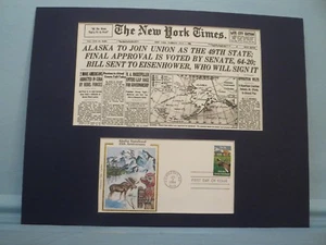 L'Alaska si unisce all'Unione come 49° Stato e copertina primo giorno per lo Stato dell'Alaska - Foto 1 di 2