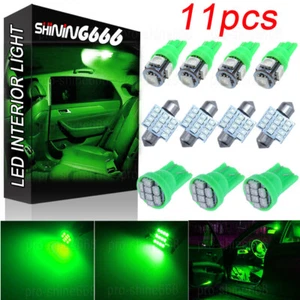 11Pcs Green LED Interior Package Kit T10 W5W 31mm Map Dome License Light Bulb - Picture 1 of 10