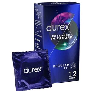 Durex EXTENDED PLEASURE Regular Fit Condoms to Help Last Longer  - 12 PACK