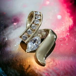 Premier Design Marquise Crystal Pendant Rhinestones Swirl Gold Tone Chain Added  - Picture 1 of 8