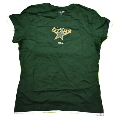 Reebok НХЛ женщин Даллас звезды хоккей крышка рукав блестящий футболка новый M - Изображение 1 из 4