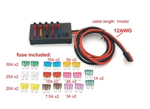 12awg Fused DC power splitter distribution fits Anderson Powerpole connector B - Zdjęcie 1 z 2