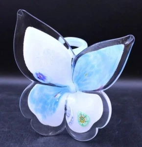 Vintage Murano Style Art Glass Butterfly Twist Blue And White Sculpture - Picture 1 of 3
