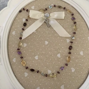 Multi Gemstone by the Yard Necklace Yellow Gold - Picture 1 of 9