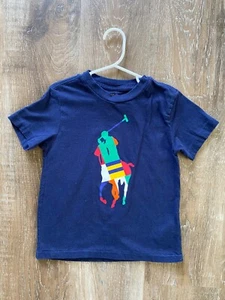 POLO RALPH LAUREN~Boy's Navy Blue Polo Logo 100% Cotton T-Shirt~Size 4~4T~s/s~ - Picture 1 of 5