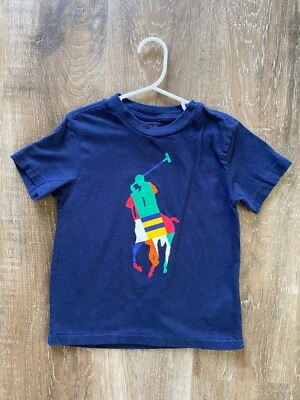 POLO RALPH LAUREN~Boy's Navy Blue Polo Logo 100% Cotton T-Shirt~Size 4~4T~s/s~ - Image 1 of 4