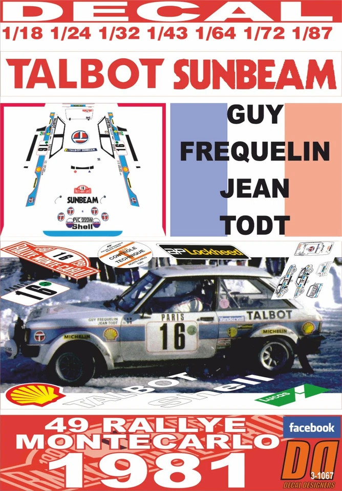 DECAL TALBOT SUNBEAM LOTUS G.FREQUELIN R.MONTECARLO 1981 2nd (04) - Immagine 1 di 1