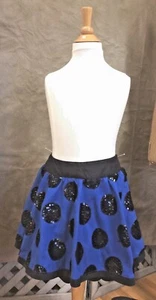 Girls 12 ROYAL BLUE POLKADOTS SEQUIN SKIRT Skort Scooter BLACK Sparkle Justice - Picture 1 of 4