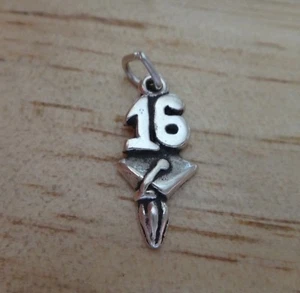Sterling Silver '16 Birth Anniversary Wedding Graduation for Year 2016 Charm - Picture 1 of 3