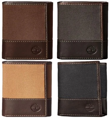 Timberland Wallet -Men's Baseline Canvas-Genuine Leather Trifold Wallet - Image 1 of 4