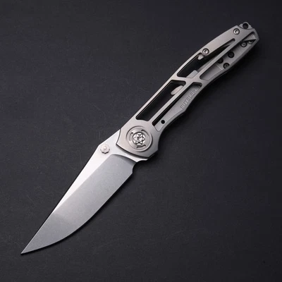 Eutsler Custom Knives DUK - Skeletonized Titanium / Stonewashed MagnaCut Blade - Image 1 of 4