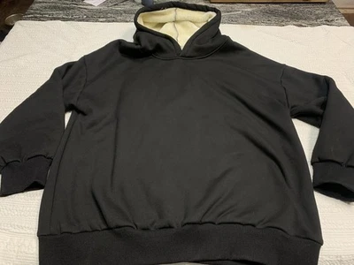 Thick Black Fleece Hoodie Sweatshirt With Faux Fur Lining Women’s Large New - Image 1 of 4