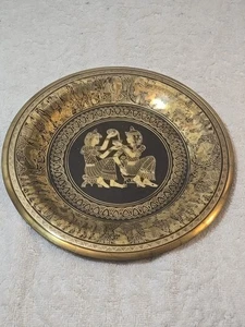 Antique Islamic Egyptian Scene Cairoware Copper Silver Plate/Wallhanging 9 3/4" - Picture 1 of 6