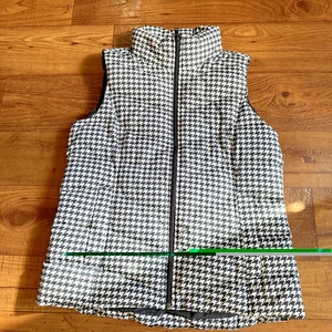 Lands End Vest Womens S/P Houndstooth Down Filled Quilted Insulated Puffer Cozy - Picture 1 of 3